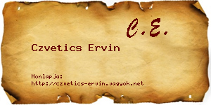 Czvetics Ervin névjegykártya
